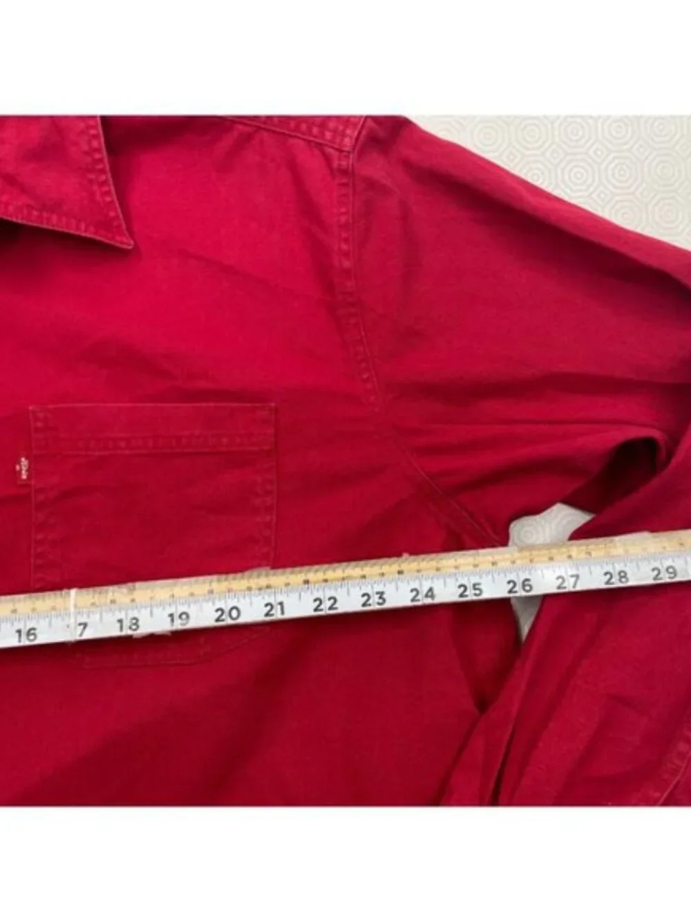 Levi's Red Cotton Denim Jean Western Cowboy Button Down Shirt Men's XL